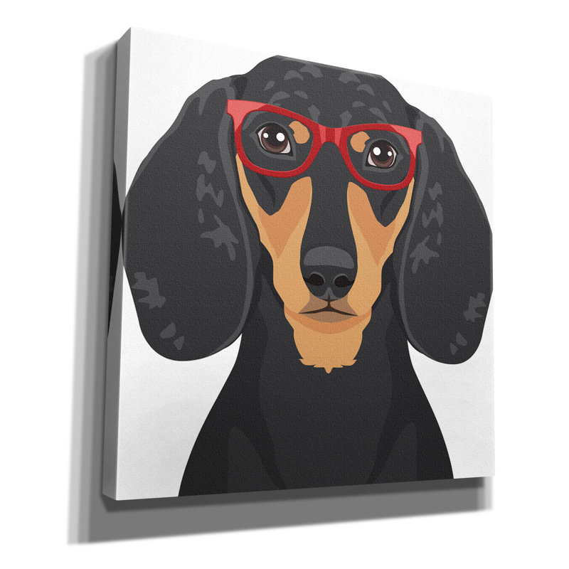 «Dachshund Porter Hipster Glasses 3» par Furbaby Affiliates, art mural sur toile, H 12 po x l 12 po x P 0,75 po