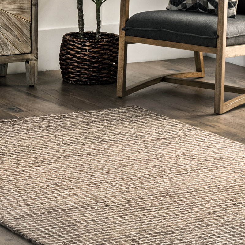 Winfield Katasha Checked Wool Brown Area Rug, Rectangle 6' x 9'