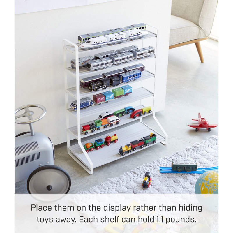 White Steel Kids' Toy Car and Train Storage Display
