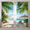 2Pcs, rideaux de plage tropicaux, scène de paradis, vue sur l'océan, palmiers, rideau moderne filtrant la lumière pour le salon, la chambre, la cuisine, la poche à tringle, la fenêtre, les rideaux,