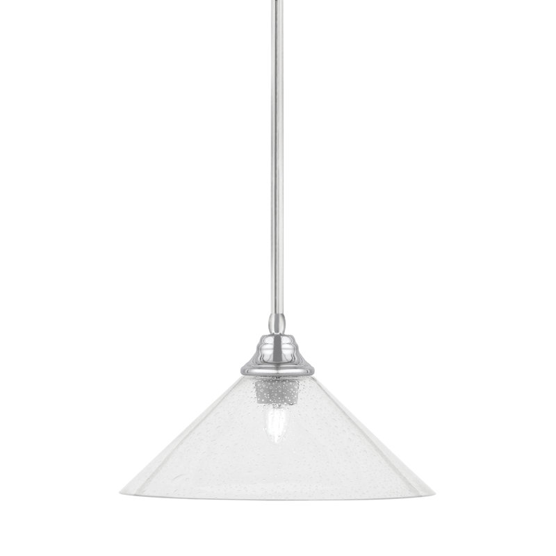 Luminaire suspendu à n'importe quelle tige, H 9 po x l 16 po x P 16 po, Transparent, Chrome
