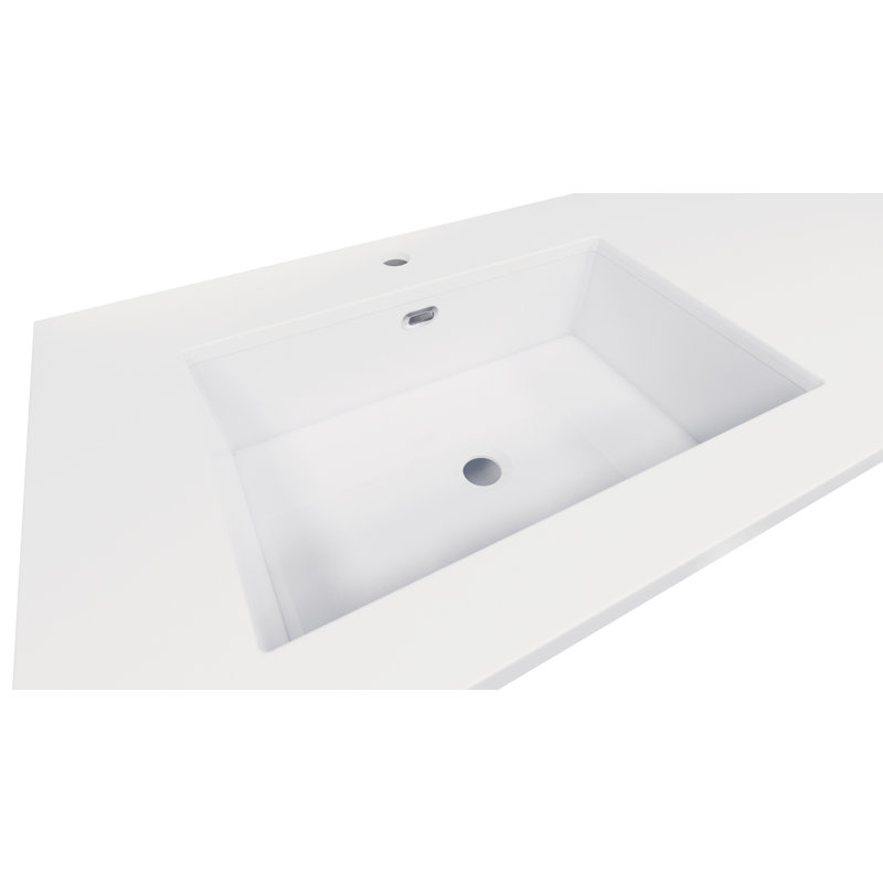 MEBO 19.7 " Rectangular Bathroom Sink with Faucet and Overflow Hole