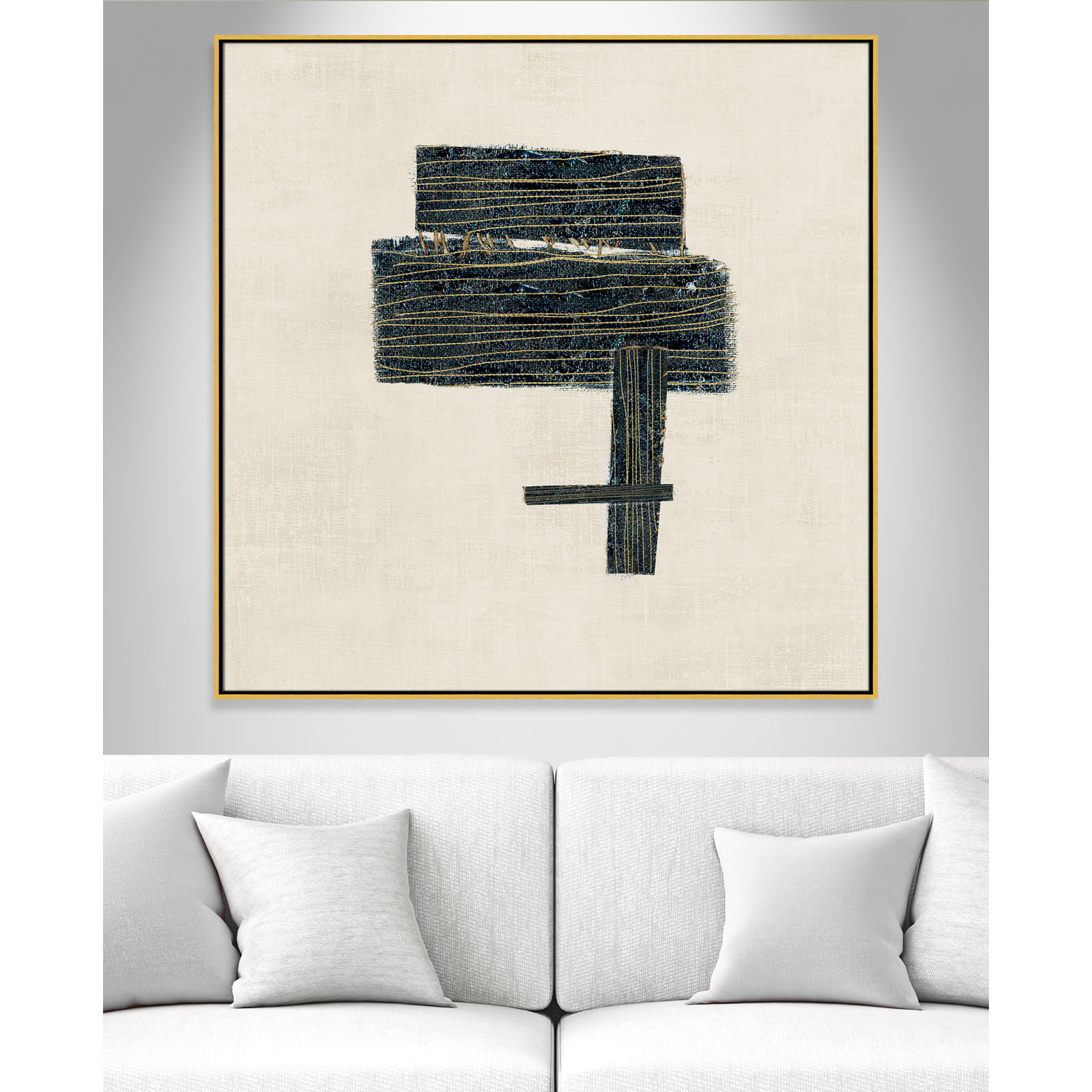 Copeland "Stitched I" Print, 46.5" H x 46.5" W, Gold