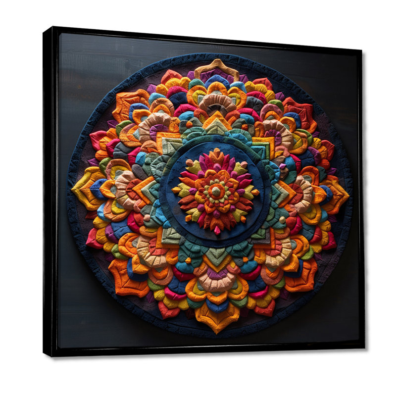 Bouddha, fleur de sable Mandala - Boho Mandala, reproduction d'art sur toile encadrée, H 30 po x l 30 po x P 1 po