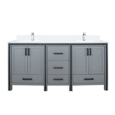 Dark Grey Double Bath Vanity 72 In. W X 22 In. D, Cultured Marble Top And Faucet Set