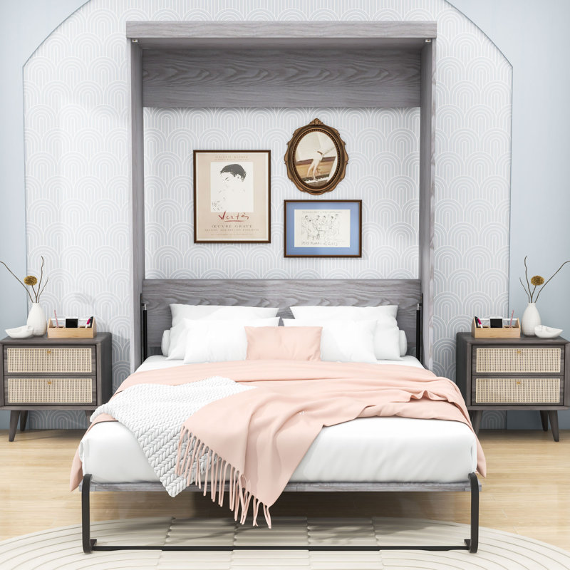 Lit escamotable avec armoire peu encombrante et lattes, Double