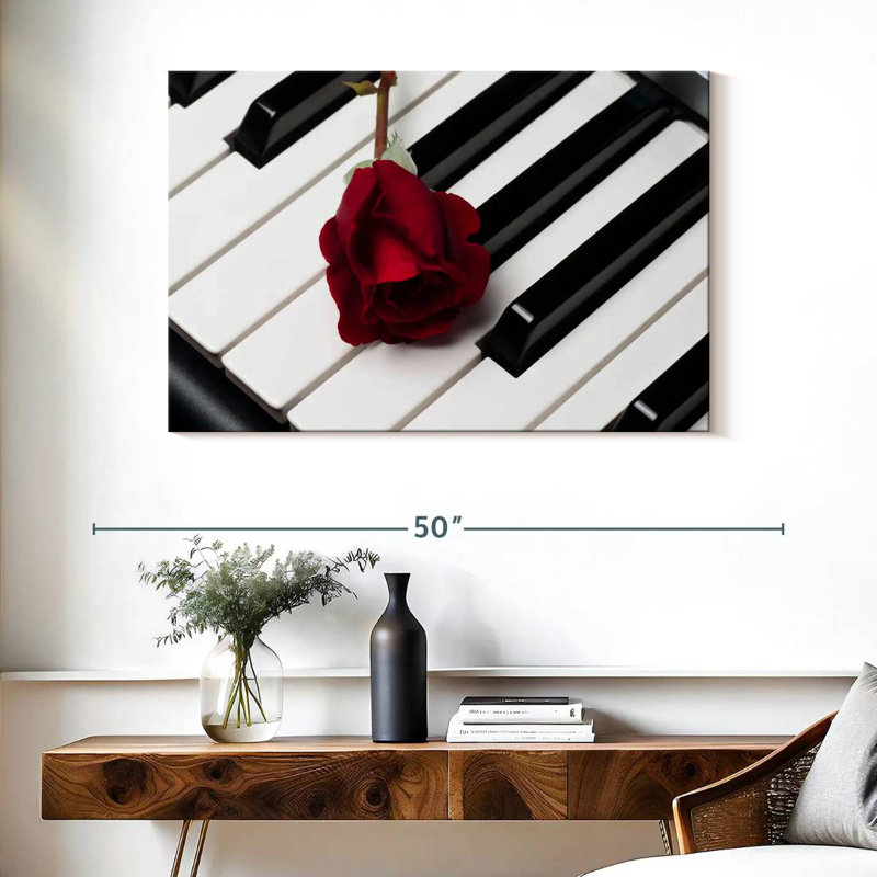 Harnek Piano Keys And Rose, 26" H x 39" W