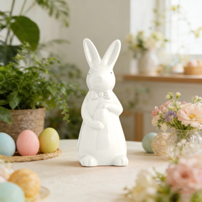Easter Bunny Ceramic Bow Egg Bunny Cute Home Desktop Decoration Crafts Easter Bunny Decoration