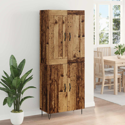  Highboard Black Oak 69.5 X 34 X 180 Cm Engineered Wood