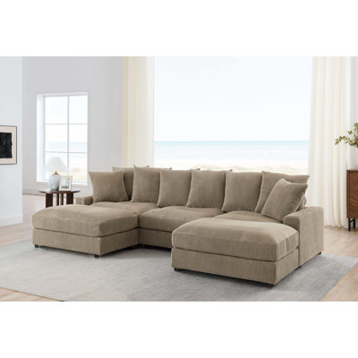 Canapé modulaire réversible d'angle avec repose-pieds