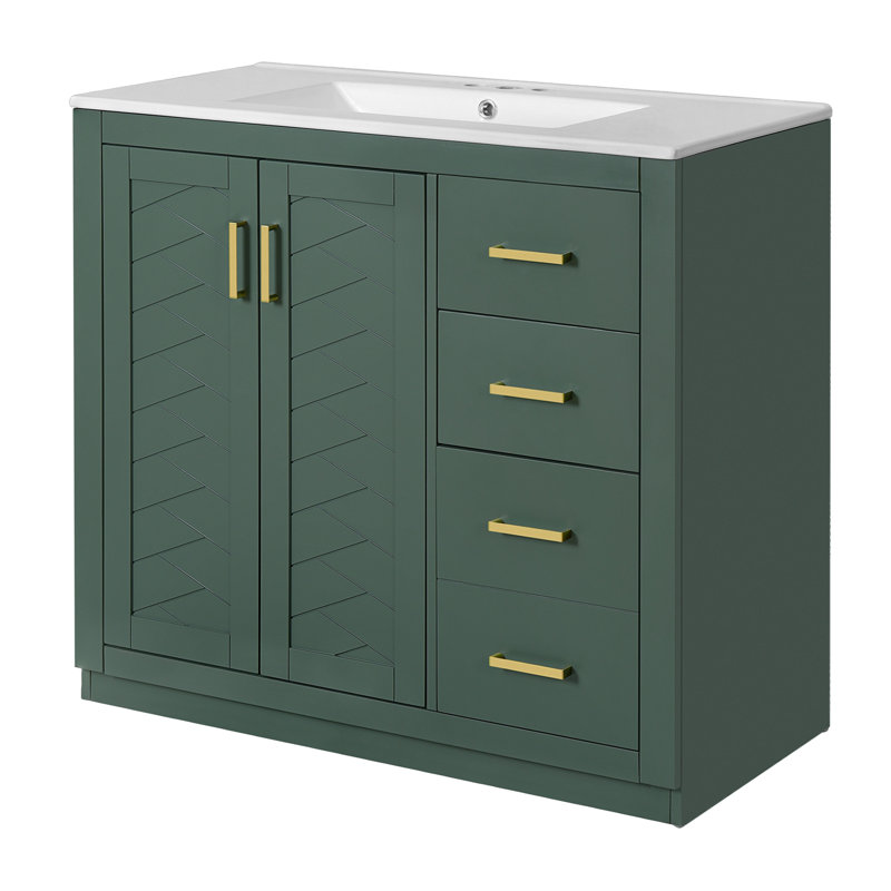 Bathroom Vanity with Integrated Ceramic Sink