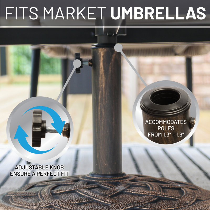 Bronze Cast Stone Round Patio Umbrella Base