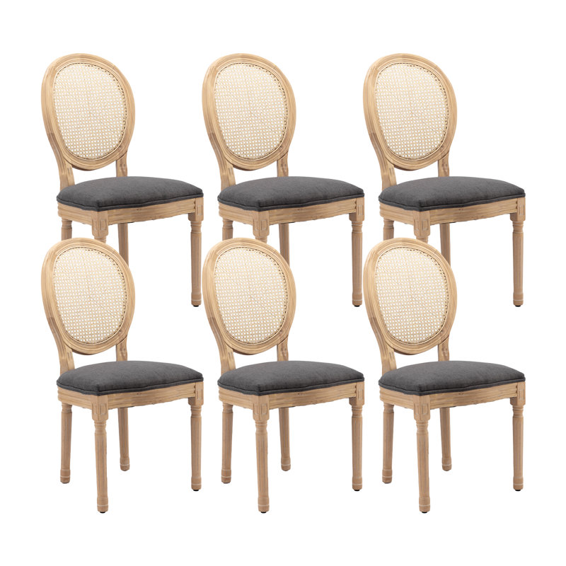 Ensemble de 2 chaises d'appoint ovales en rotin de style campagnard Farmwood, 6, Gris