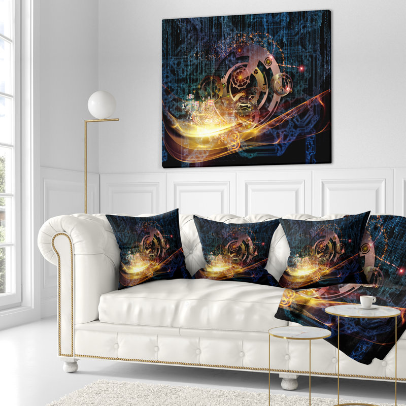  Coussin abstrait, 16 po x 16 po, Coussin décoratif