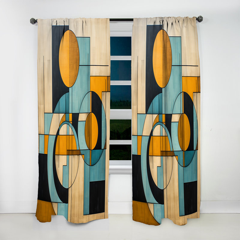 Serendipity Abstract Mid-Century Geometrics - Rideau en velours abstrait - 1 panneau, L 52 po x L 95 po