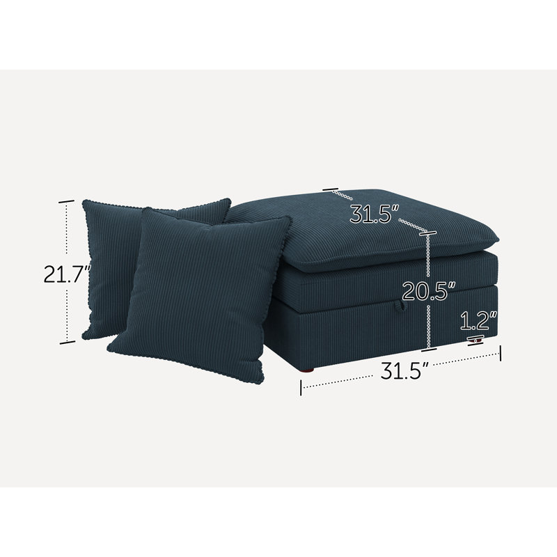 Ottoman Corduroy Blue, Blue