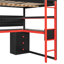 Lit mezzanine en bois pleine grandeur avec escalier de rangement, bureau, tablettes et panneau perforé pour une utilisation optimale de l'espace-1037180346-1037180344