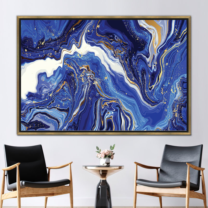 Abstract Marble Wall Art Poster for Modern Home Decor, 70 cm H x 100 cm W, Framed Print without Mat, Gold