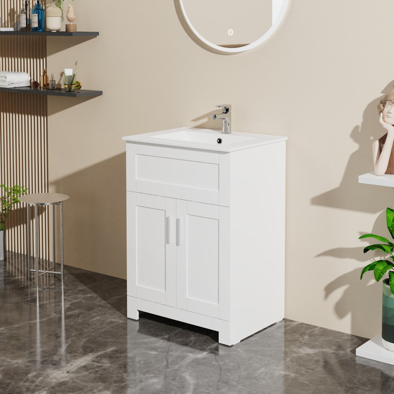 Meuble-lavabo 24 po avec lavabo en céramique, Blanc