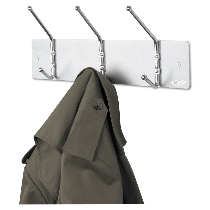 Satin Aluminum and Chrome 3-Hook Wall Rack