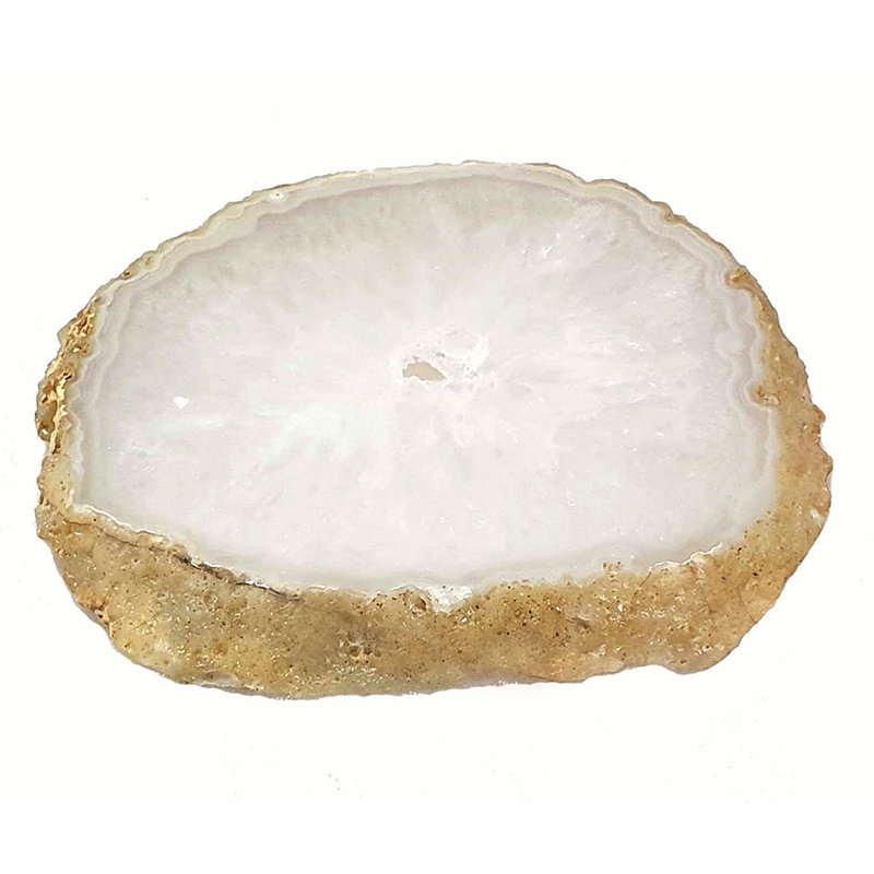 Assiette à charcuterie en agate naturelle - 10 po de diamètre - Blanc / Beige
