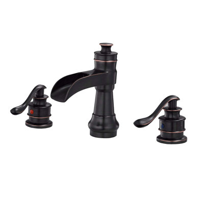 Deluge Waterfall Oil-Rubbed Bronze Widespread 3-Hole, 2-Handle Bathroom Sink Faucet