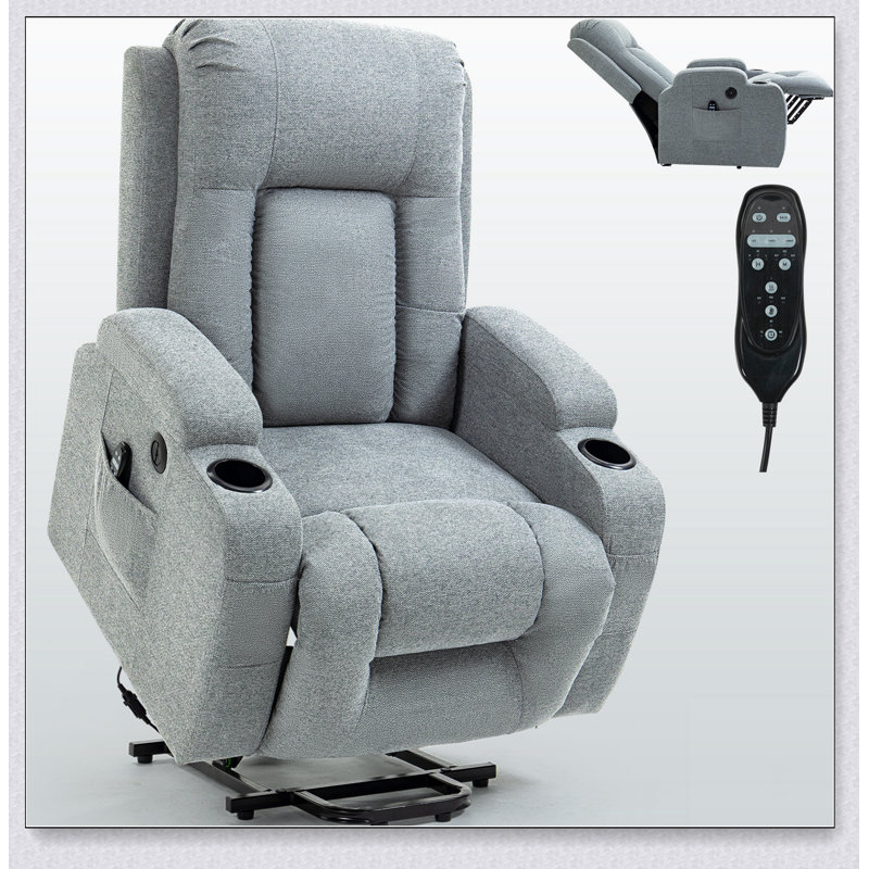 Infinite Position Okin Motor Up to 350 LBS Power Lift Recliner Chair for Elderly, Gray