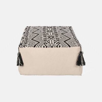 Kiki Rectangular Pouf, Natural Black