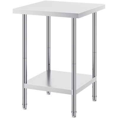 SUS201 Stainless Steel Prep Table 24 x 24 x 34 Inch 1 Piece Silver 700 lbs Load Capacity