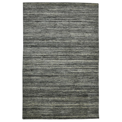Tapis gris en laine tissé à plat à la main Heaven