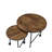 Lorene Industrial 3-Leg Round Nesting Table Set with with Caster-Wheels in Vintage Oak