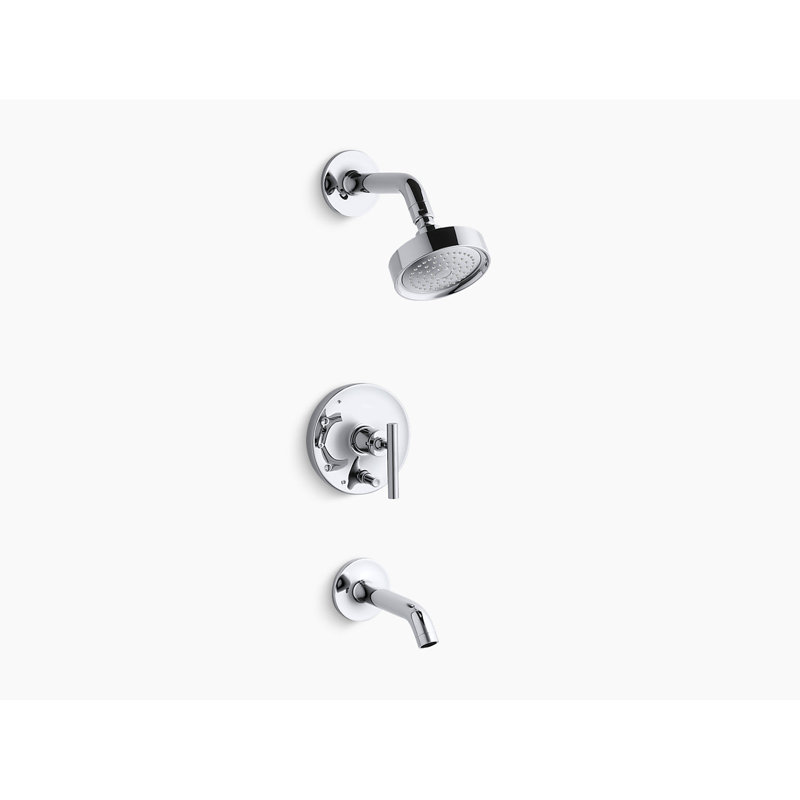 Purist® Pressure-Balancing Thermostatic Tub and Shower Faucet, Polished Chrome, 2.5 GPM, Lever Handle
