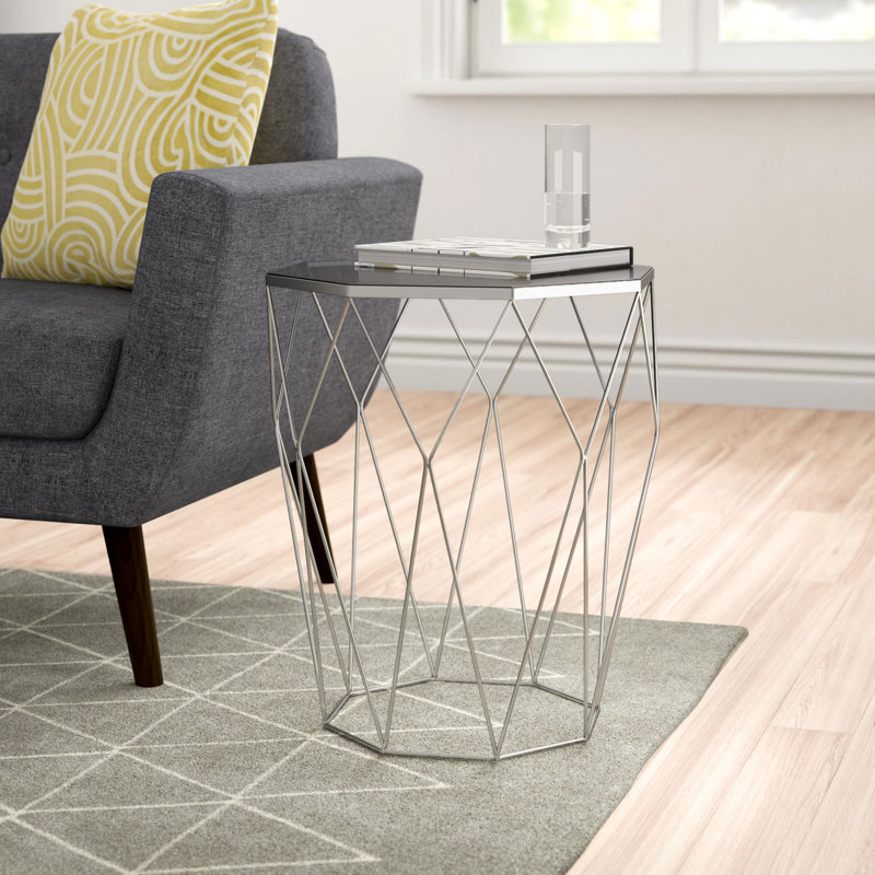 Aiden Glass Top Frame End Table