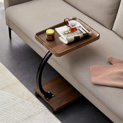 Table basse moderne en forme de C avec table d'appoint et table basse avec roulettes