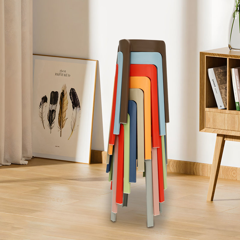 10 pièces Tabourets empilables de 18 pouces en plastique 18 lb avec siège léger et coloré pour la classe de la maternelle