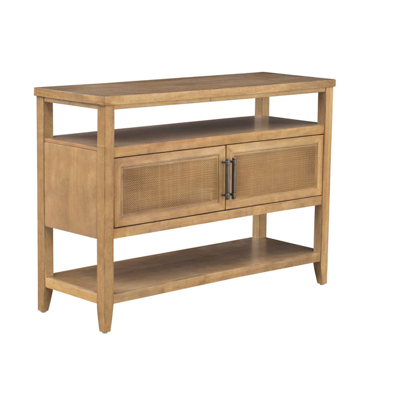 Lily Pond Naomi Wood Storage Console Table with 2 Natural Cane Doors