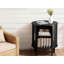 Table de chevet avec station de charge, table d'appoint cannelée avec porte coulissante et tablette réglable, table de bout de style Mid-Century moderne pour petit espace, salon, chambre à coucher-1308865952-1308865625