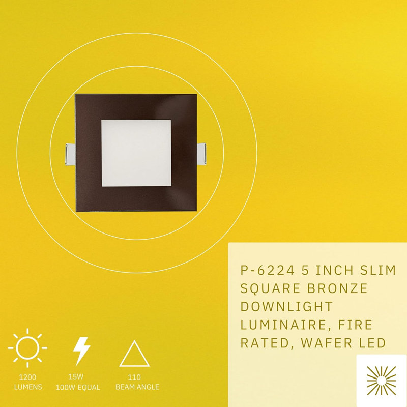 Perlglow 5 "carré 15W? 1200 lumens 5CCT mince, Bronze