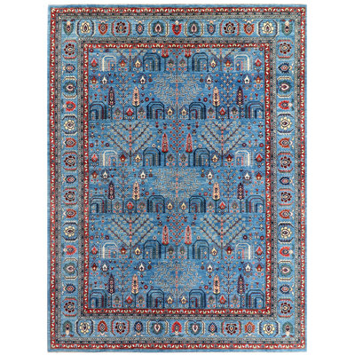 Aryana Wool Southwestern Area Rug in Blue/Rust