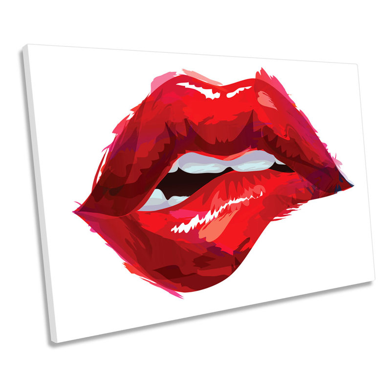 Lip Bite Kiss Fashion - Wrapped Canvas Art Prints, 30.5cm H x 45.7cm W