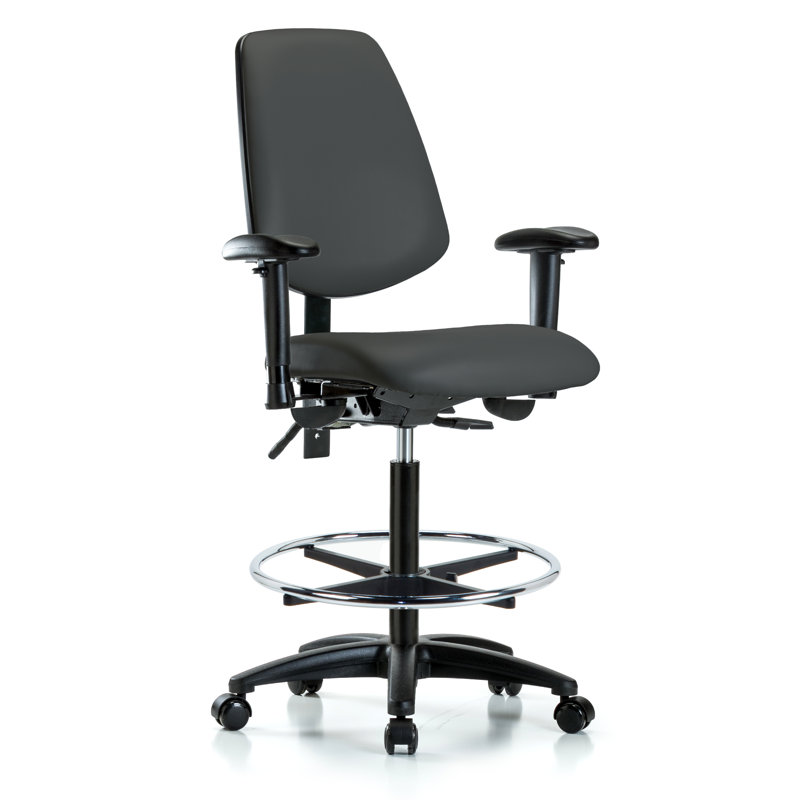 Beckett Vinyl Drafting Chair, Casters, Charcoal, Not Included