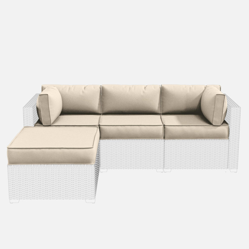 9-Piece Outdoor Replacement Cushion Set Seat/Back Cushion (Set Of 3 Seats , 5 Backs,  1 Footrest), Cream