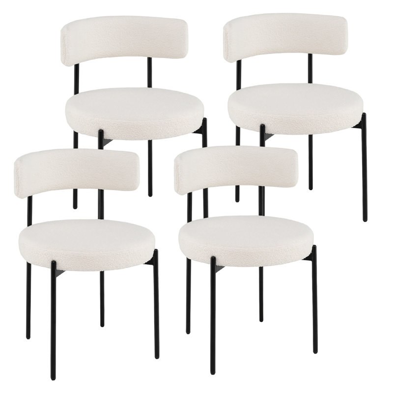  Ensemble de 4 chaises de salle à manger rondes avec dossier courbé et pieds en métal rembourrés