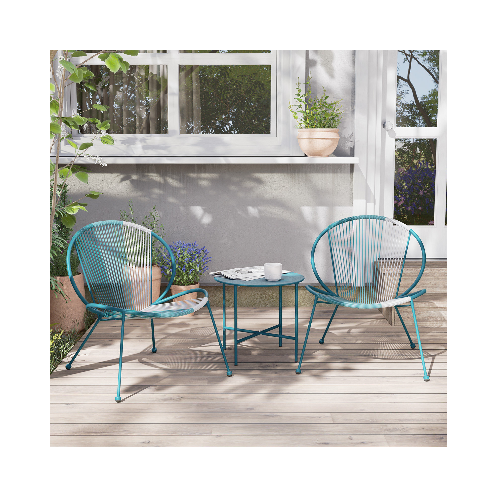 Halcott 2 - Person Patio Conversation Set, Blue