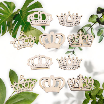 100pcs Crown Shape Wood Slices 32mm