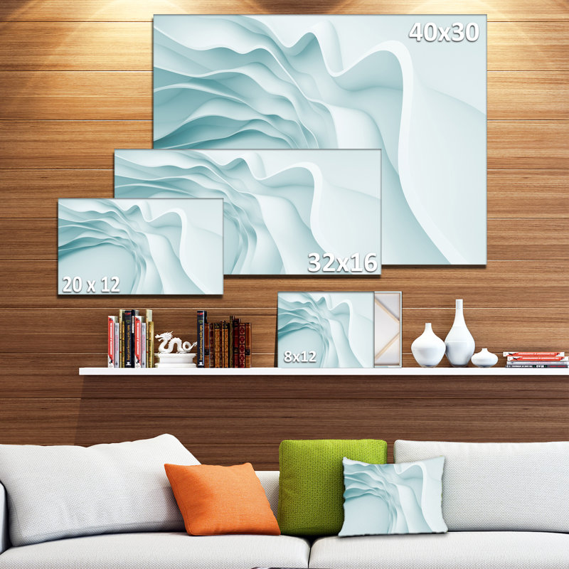 « fractal large blue vagues 3d waves », impression sur toile tendue, H 16 po x l 32 po x P 1 po