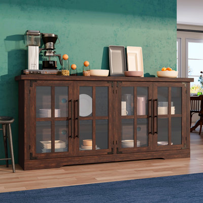 63" Farmhouse TV stand with Glass Doors