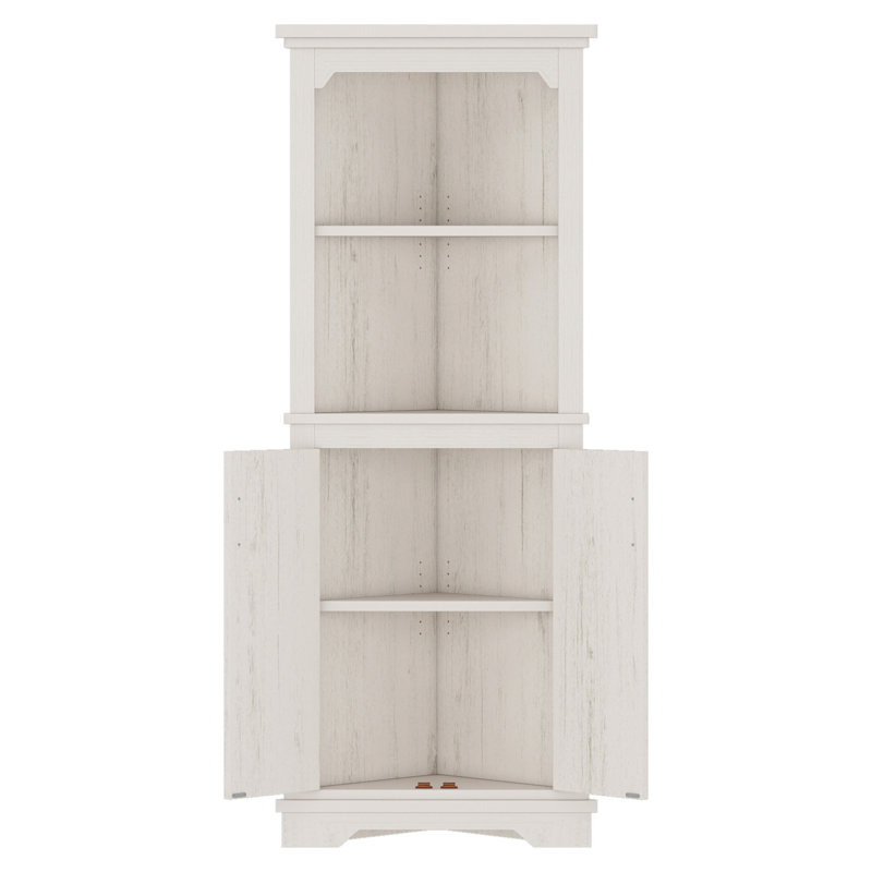 Grande armoire d'angle avec portes pour le salon, la salle de bain, la salle à manger ou la cuisine, beige