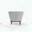 Fauteuil demi-tonneau en velours gris clair - Capitonné - Pieds espresso