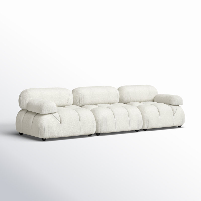 Canapé modulaire 3 pièces 109,5 po Sigma, Bouclé ivoire, H 27,5 po x l 109,5 po x P 36 po, 3